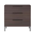 Luna Wide Chest - 3 Drawer - Espresso and Black - Wood and Metal