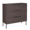 Luna Wide Chest - 3 Drawer - Espresso and Black - Wood and Metal