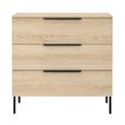Luna Wide Chest - 3 Drawer - Oak and Black - Wood and Metal