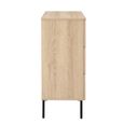 Luna Wide Chest - 3 Drawer - Oak and Black - Wood and Metal
