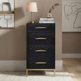 Tulip Tallboy Chest - 4 Drawer - Wenge Black and Gold - Wood and Metal
