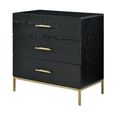Tulip Chest - 3 Drawer - Wenge Black and Gold - Wood and Metal