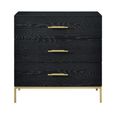Tulip Chest - 3 Drawer - Wenge Black and Gold - Wood and Metal