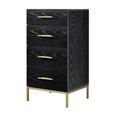 Tulip Tallboy Chest - 4 Drawer - Wenge Black and Gold - Wood and Metal