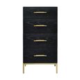 Tulip Tallboy Chest - 4 Drawer - Wenge Black and Gold - Wood and Metal