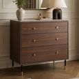 Willow Chest - 3 Drawer - Tobacco Walnut and Beige - Wood and Marble Effect