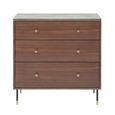 Willow Chest - 3 Drawer - Tobacco Walnut and Beige - Wood and Marble Effect