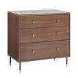 Willow Chest - 3 Drawer - Tobacco Walnut and Beige - Wood and Marble Effect