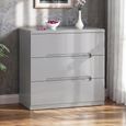 Manhattan Chest - 3 Drawer - Grey High Gloss
