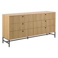 Clearance - Albany Wide Chest - 6 Drawer - Ribbed Oak - FSS17428