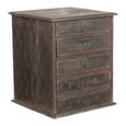 Distressed Chest - 5 Drawer - Rustic Brown - Wooden