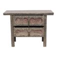 Distressed Chest - Carved - 2 Drawer - Rustic Brown - Wooden
