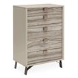 Jupiter Narrow Chest - 5 Drawer - Eco Stone and High Gloss Pearl Line
