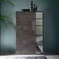 Heritage Narrow Chest - 5 Drawer - with Mirrored Accent - Dark Velvet Birch High Gloss