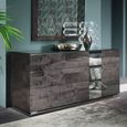 Heritage Wide Chest - 3 Drawer - with Mirrored Accent - Dark Velvet Birch High Gloss