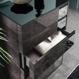 Heritage Narrow Chest - 5 Drawer - with Mirrored Accent - Dark Velvet Birch High Gloss