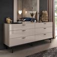 Claire Fluted Wide Chest - 6 Drawer - Pearl Line Eco Veneer High Gloss and Black