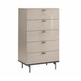 Claire Fluted Narrow Chest - 5 Drawer - Pearl Line Eco Veneer High Gloss and Black