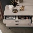 Claire Fluted Wide Chest - 6 Drawer - Pearl Line Eco Veneer High Gloss and Black