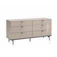 Claire Fluted Wide Chest - 6 Drawer - Pearl Line Eco Veneer High Gloss and Black