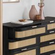 Noah Curved Chest - 6 Drawer - Wide - Black - Rattan