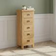 Clearance - Salisbury Lite Narrow Chest - 5 Drawer - Oak - FSS17492