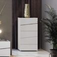 Alba Italian Tall Chest - 5 Drawer - White - Carrara Marble Inlay
