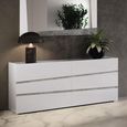 Alba Italian Wide Chest - 6 Drawer - White - Carrara Marble Inlay