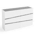 Alba Italian Wide Chest - 6 Drawer - White - Carrara Marble Inlay