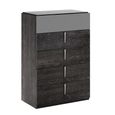 Onyx Italian Fluted Chest - 5 Drawer - Narrow - Charcoal Black and MedBlue