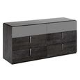 Onyx Italian Fluted Chest - 6 Drawer - Wide - Charcoal Black and MedBlue