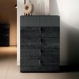 Onyx Italian Fluted Chest - 5 Drawer - Narrow - Charcoal Black and MedBlue