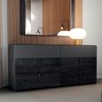 Onyx Italian Fluted Chest - 6 Drawer - Wide - Charcoal Black and MedBlue