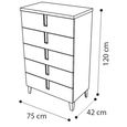 Ambra Italian Chest - 5 Drawer - Tall - Sand Birch