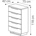 Smart Italian White 5 Drawer Midi Chest thumbnail 3