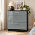 Knightsbridge Grey Gloss and Black 3 Drawer Deep Chest thumbnail