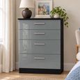 Knightsbridge Grey Gloss and Black 4 Drawer Deep Chest thumbnail