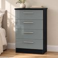 Knightsbridge Grey Gloss and Black 4 Drawer Midi Chest thumbnail