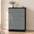 Knightsbridge Grey Gloss and Black 5 Drawer Chest thumbnail