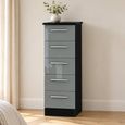 Knightsbridge Grey Gloss and Black 5 Drawer Narrow Chest thumbnail