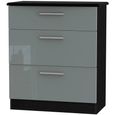 Knightsbridge Grey Gloss and Black 3 Drawer Deep Chest thumbnail 2