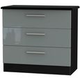 Knightsbridge Grey Gloss and Black 3 Drawer Small Chest thumbnail 2
