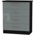 Knightsbridge Grey Gloss and Black 4 Drawer Chest thumbnail 2