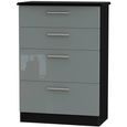 Knightsbridge Grey Gloss and Black 4 Drawer Deep Chest thumbnail 2