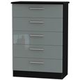 Knightsbridge Grey Gloss and Black 5 Drawer Chest thumbnail 2