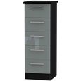 Knightsbridge Grey Gloss and Black 5 Drawer Narrow Chest thumbnail 2