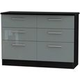 Knightsbridge Grey Gloss and Black 6 Drawer Midi Chest thumbnail 2
