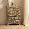 Jungle Natural Mango Wood Hand Painted Multi Drawer Tall Chest thumbnail