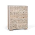 Indira Distressed Washed White Floral Carved Mango Wood Multi Drawer Chest thumbnail 2