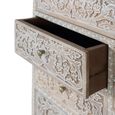 Indira Distressed Washed White Floral Carved Mango Wood Multi Drawer Chest thumbnail 3